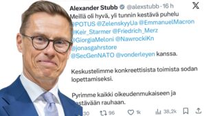 Stubbin rauhanpuhelu sai somen ivaamaan – kansa ei usko eurojohtajien höpötyksiin